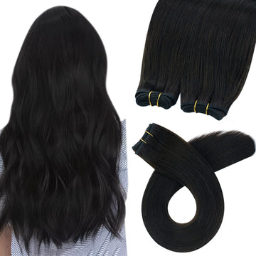 Fshine Virgin Weft Brazilian 100% Human Hair Sew In Bundles Straight 50Grams Jet Black (#1) - FShine Shop